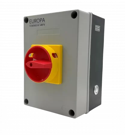 EUROPA Powered by VERV IP65 Polycarbonate Enclosure 32A at AC-21 3-Pole Switch Disconnector