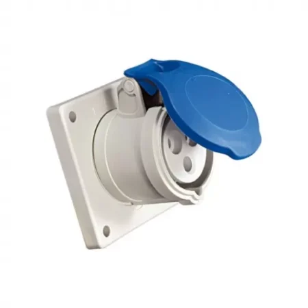 FANTON Straight Panel Mount Socket - 230V, 16A, 2P + E, 6h IP44 Quick Wiring